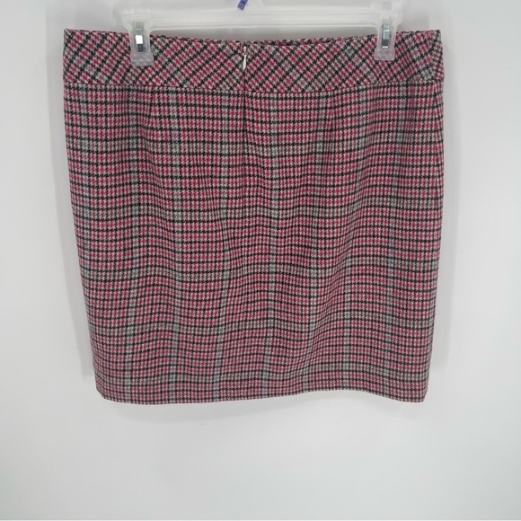 Talbots Straight Skirt Womens Size 16 Wool Blend Pencil Plaid pink black pockets - Picture 6 of 8